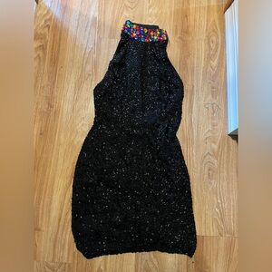 Black sequin mini dress
